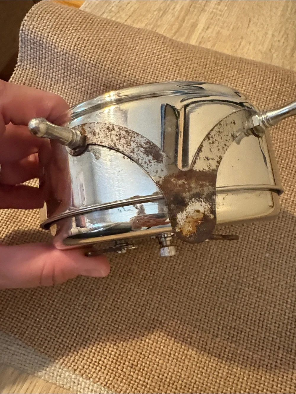 Vintage Diehl White and Silver Alarm Clock